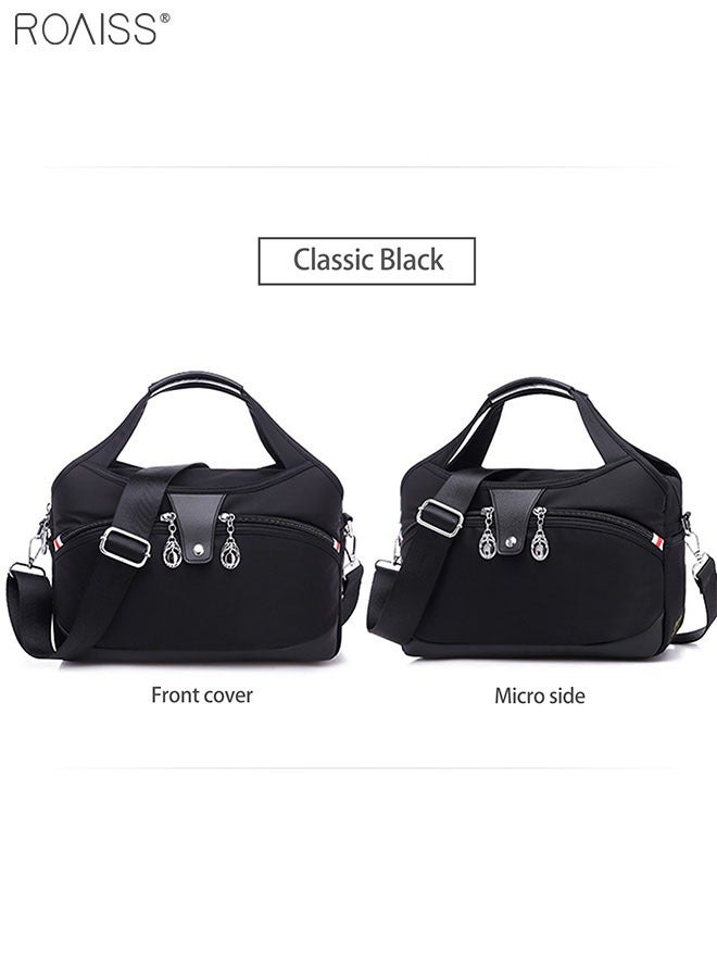 Women's Oxford Cloth Handbag Removable Shoulder Strap Multi Pocket Messenger Bag Fashion Leisure Versatile Commuting Bag