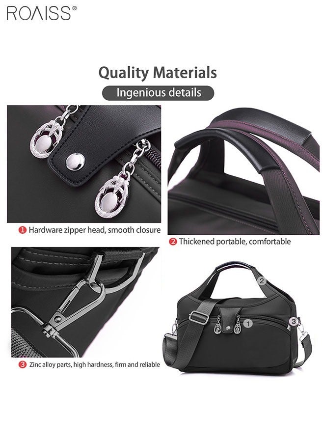 Women's Oxford Cloth Handbag Removable Shoulder Strap Multi Pocket Messenger Bag Fashion Leisure Versatile Commuting Bag