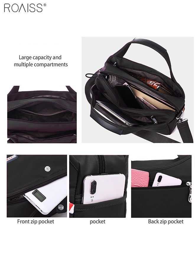 Women's Oxford Cloth Handbag Removable Shoulder Strap Multi Pocket Messenger Bag Fashion Leisure Versatile Commuting Bag