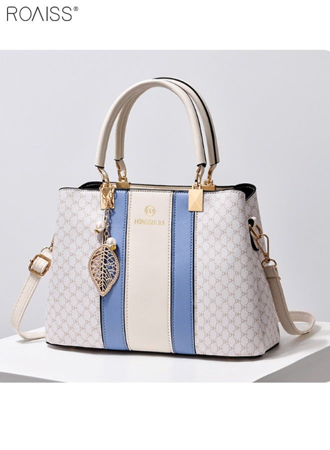 Women's Fashionable Checkered Crossbody Bag Pu Leather Handbag With Exquisite Pendant Accessories