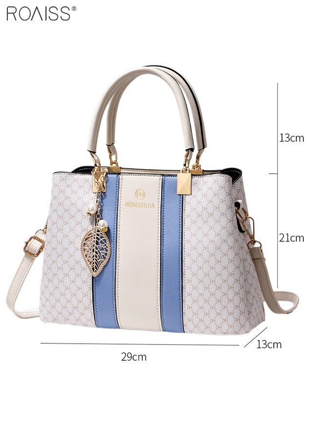 Women's Fashionable Checkered Crossbody Bag Pu Leather Handbag With Exquisite Pendant Accessories