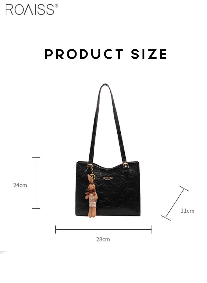 Women's Large Capacity Pu Pitot Bag With Pendant Fashion Versatile Daily Shoulder Bag Zipper Closure Design For Adjustable Underarm Bag