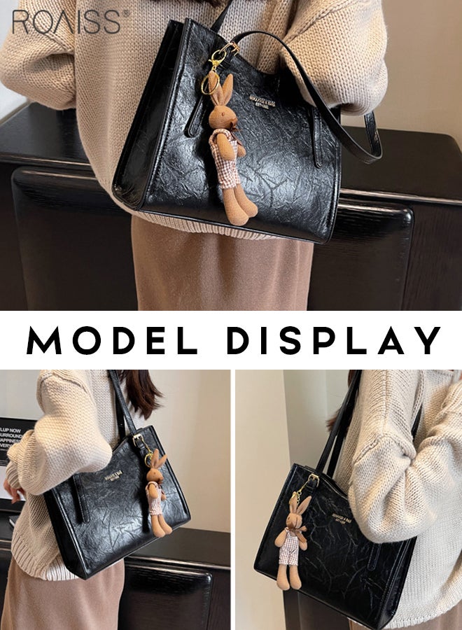 Women's Large Capacity Pu Pitot Bag With Pendant Fashion Versatile Daily Shoulder Bag Zipper Closure Design For Adjustable Underarm Bag