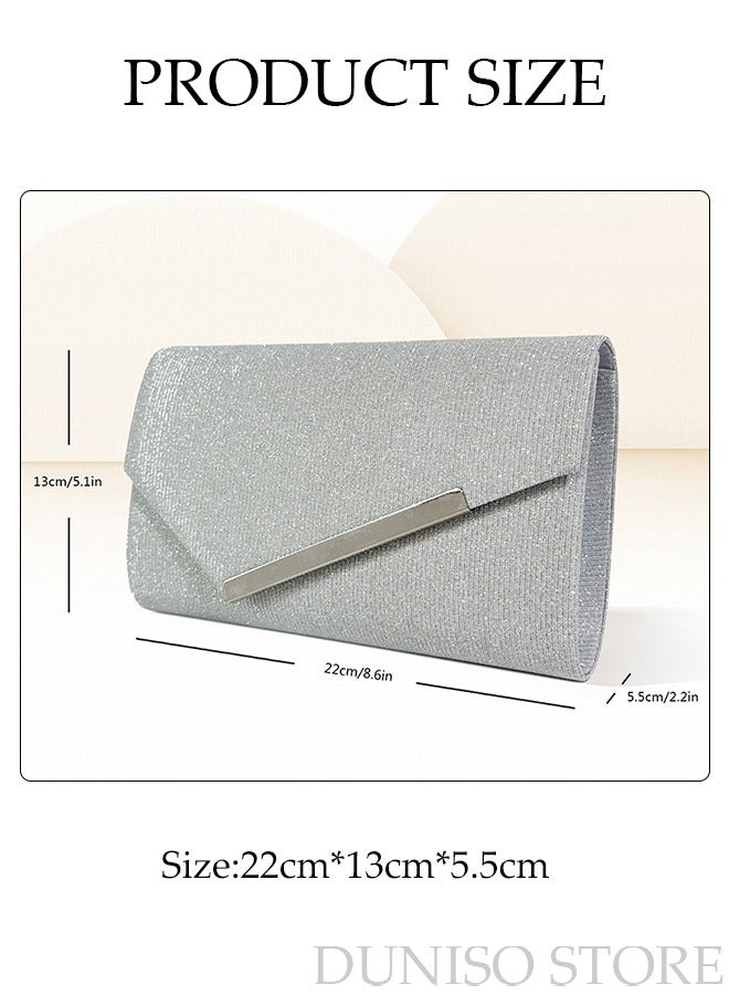 Women Shiny Glitter Evening Clutch Crossbody Bag Envelope Handbag Chain Purse for Wedding Formal Cocktail Party