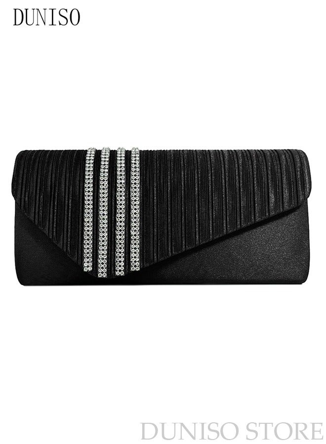 Women Shiny Glitter Evening Clutch Crossbody Bag Envelope Handbag Chain Purse for Wedding Formal Cocktail Party