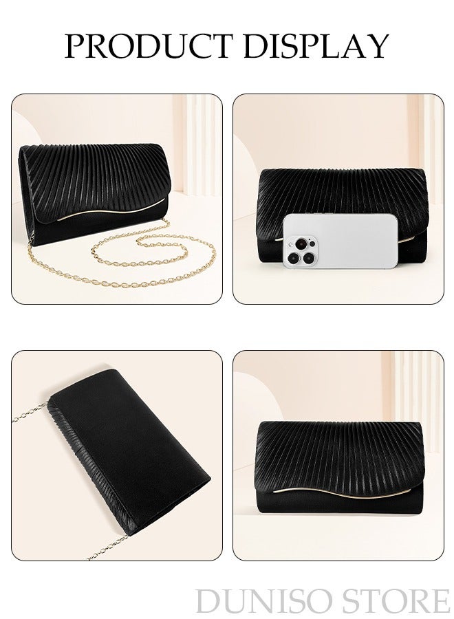 Women Shiny Glitter Evening Clutch Crossbody Bag Envelope Handbag Chain Purse for Wedding Formal Cocktail Party