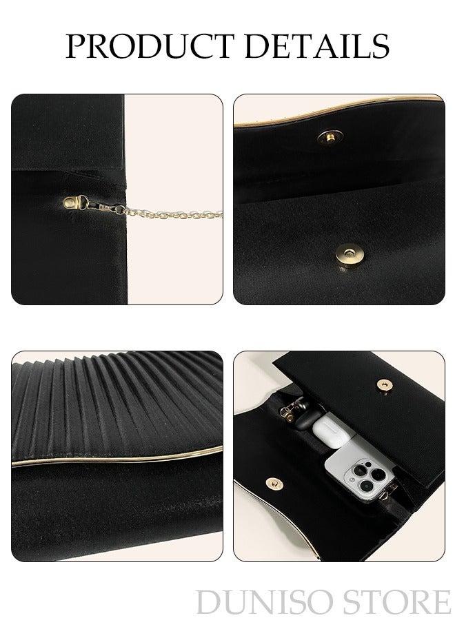 Women Shiny Glitter Evening Clutch Crossbody Bag Envelope Handbag Chain Purse for Wedding Formal Cocktail Party