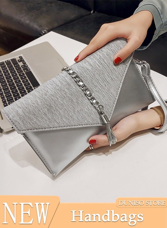 Women Shiny Glitter Evening Clutch Envelope Handbag Chain Purse Crossbody Bag for Wedding Formal Cocktail Party