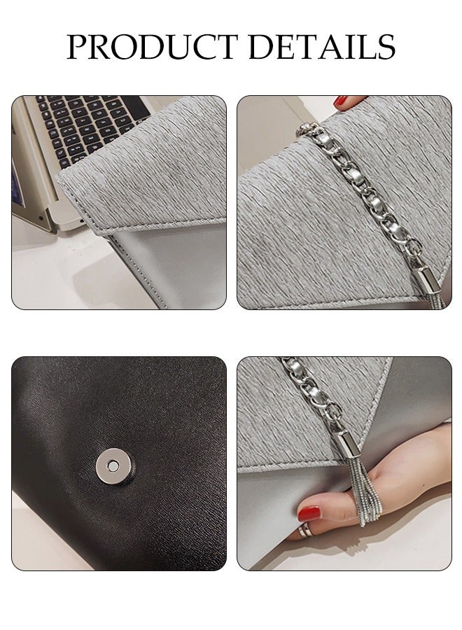 Women Shiny Glitter Evening Clutch Envelope Handbag Chain Purse Crossbody Bag for Wedding Formal Cocktail Party