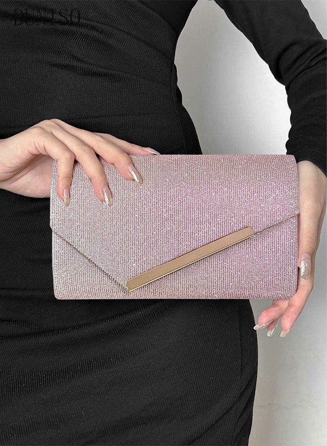 Women Shiny Glitter Evening Clutch Crossbody Bag Envelope Handbag Chain Purse for Wedding Formal Cocktail Party