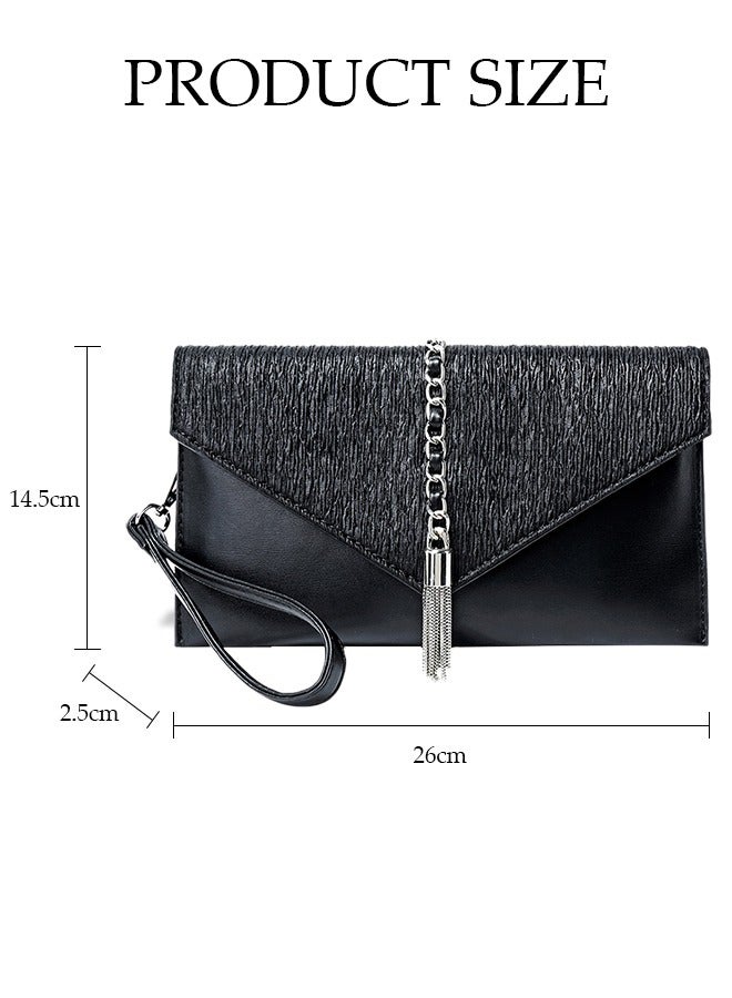 Women Shiny Glitter Evening Clutch Envelope Handbag Chain Purse for Wedding Formal Cocktail Party