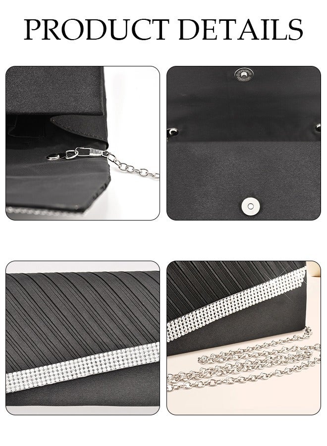 Women Shiny Glitter Evening Clutch Crossbody Bag Envelope Handbag Chain Purse for Wedding Formal Cocktail Party