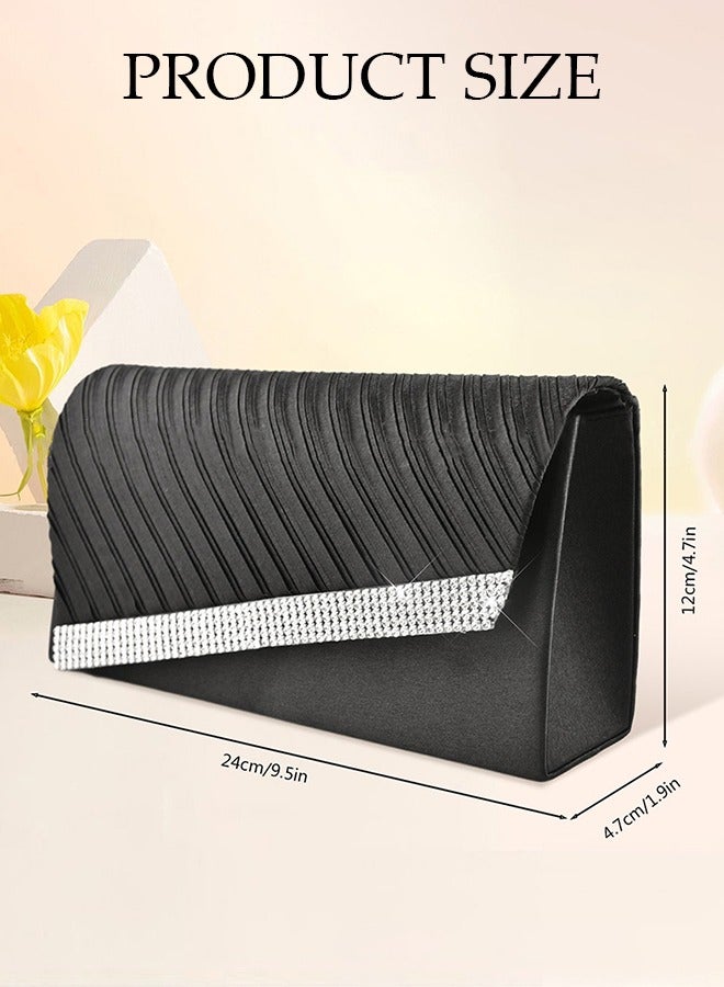 Women Shiny Glitter Evening Clutch Crossbody Bag Envelope Handbag Chain Purse for Wedding Formal Cocktail Party