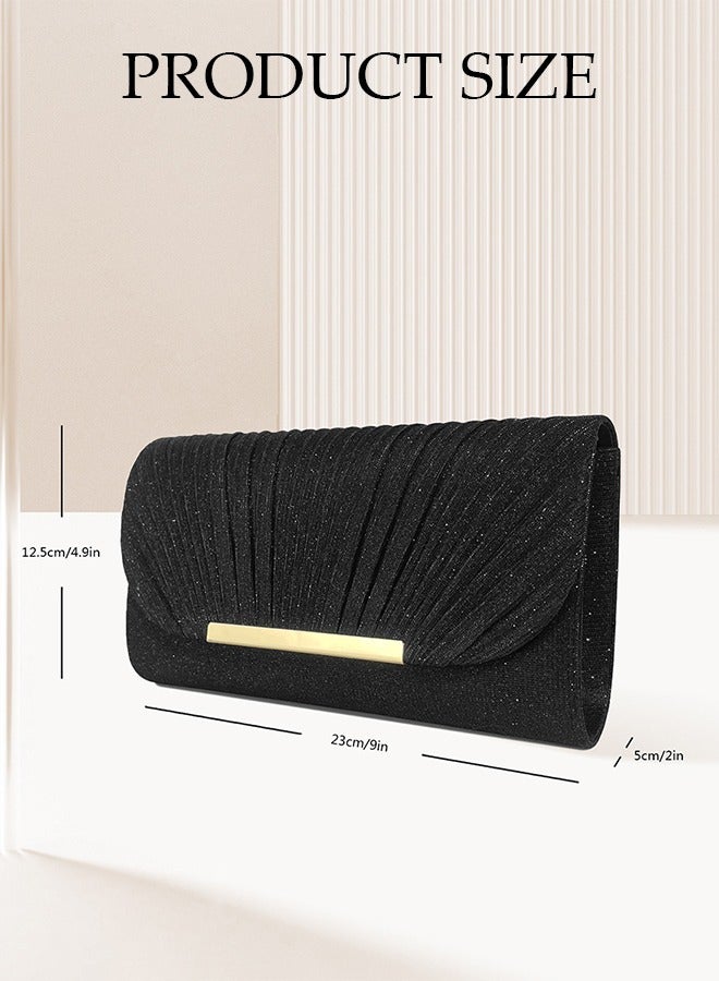 Women Shiny Glitter Evening Clutch Crossbody Bag Envelope Handbag Chain Purse for Wedding Formal Cocktail Party