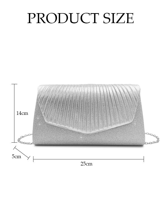 Women Shiny Glitter Evening Clutch Bag Envelope Handbag Chain Purse Bag Crossbody Bag for Wedding Formal Cocktail Party