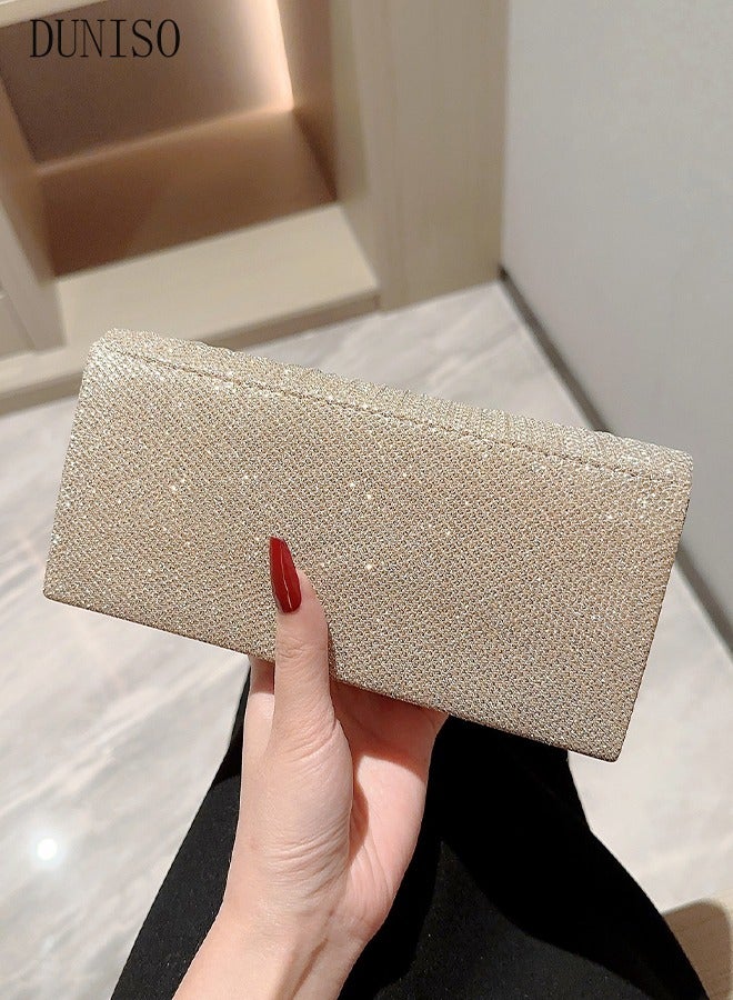 Women Shiny Glitter Evening Clutch Bag Envelope Handbag Chain Purse Bag Crossbody Bag for Wedding Formal Cocktail Party