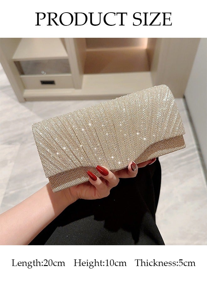 Women Shiny Glitter Evening Clutch Bag Envelope Handbag Chain Purse Bag Crossbody Bag for Wedding Formal Cocktail Party