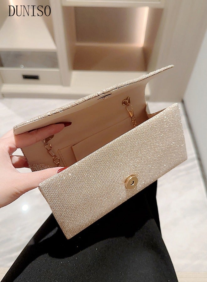 Women Shiny Glitter Evening Clutch Bag Envelope Handbag Chain Purse Bag Crossbody Bag for Wedding Formal Cocktail Party