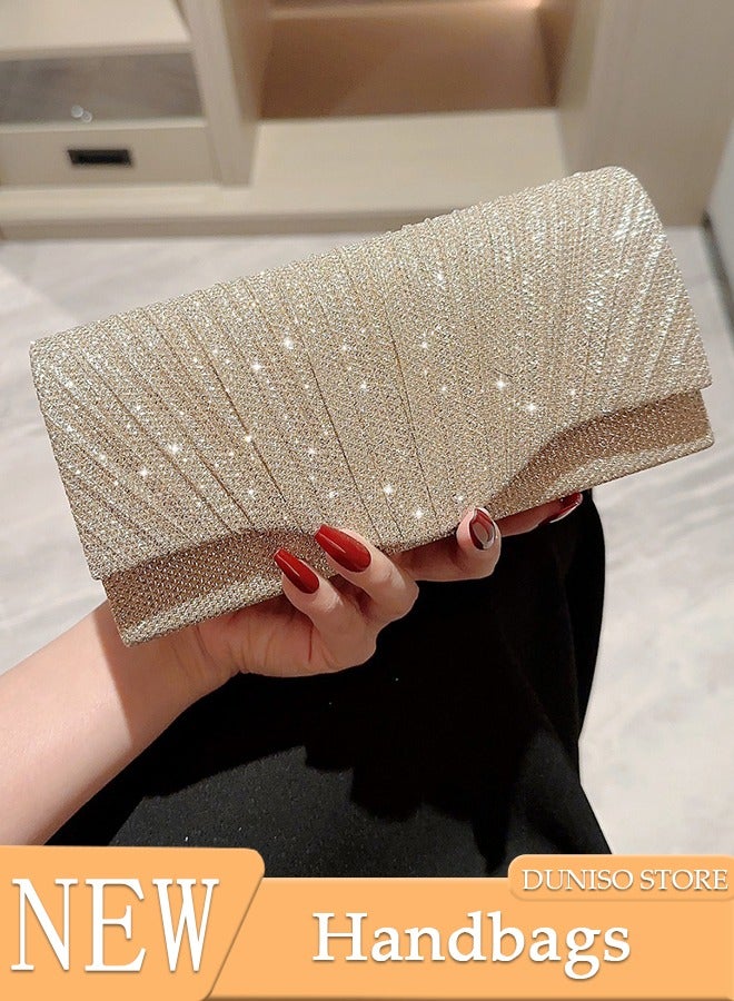 Women Shiny Glitter Evening Clutch Bag Envelope Handbag Chain Purse Bag Crossbody Bag for Wedding Formal Cocktail Party