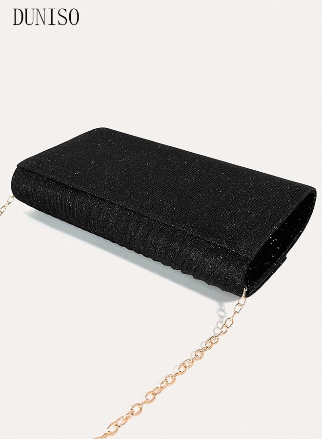 Women Shiny Glitter Evening Clutch Bag Envelope Handbag Chain Purse Bag Crossbody Bag for Wedding Formal Cocktail Party