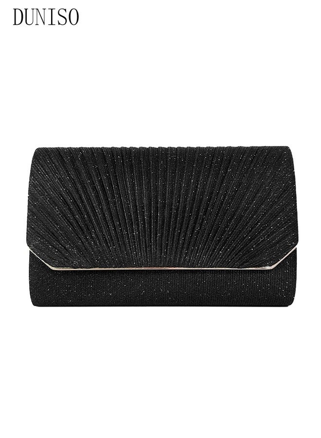 Women Shiny Glitter Evening Clutch Bag Envelope Handbag Chain Purse Bag Crossbody Bag for Wedding Formal Cocktail Party