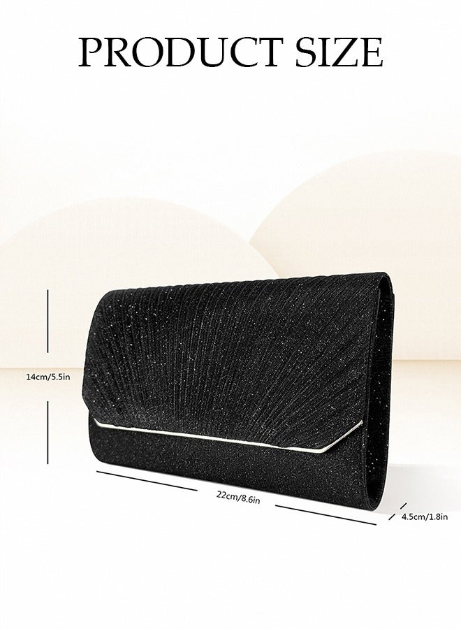 Women Shiny Glitter Evening Clutch Bag Envelope Handbag Chain Purse Bag Crossbody Bag for Wedding Formal Cocktail Party