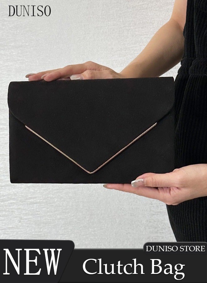 Women Faux Suede Evening Clutch Bags Crossbody Bag Formal Party Clutches Envelope Handbag Chain Purse for Wedding Cocktail Prom Clutches