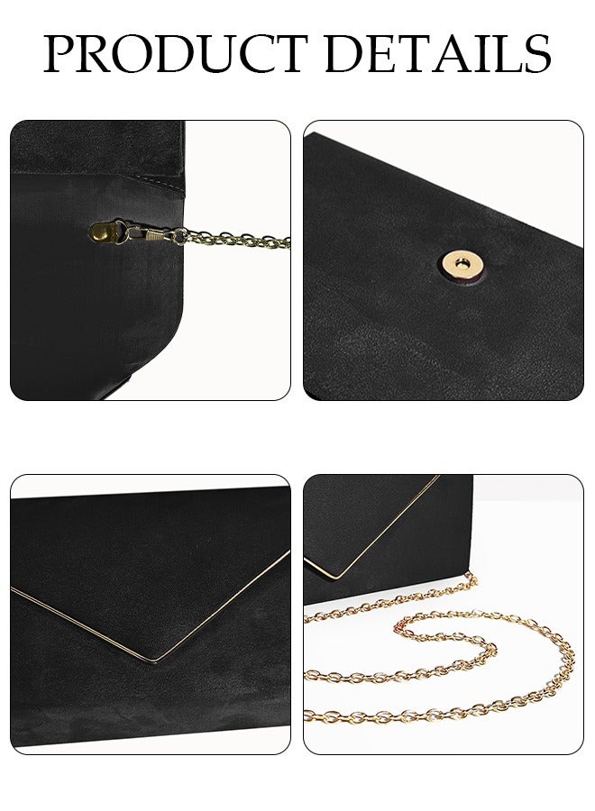 Women Faux Suede Evening Clutch Bags Crossbody Bag Formal Party Clutches Envelope Handbag Chain Purse for Wedding Cocktail Prom Clutches