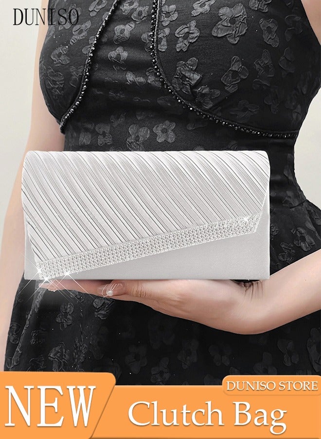 Women Shiny Glitter Evening Clutch Crossbody Bag Envelope Handbag Chain Purse for Wedding Formal Cocktail Party