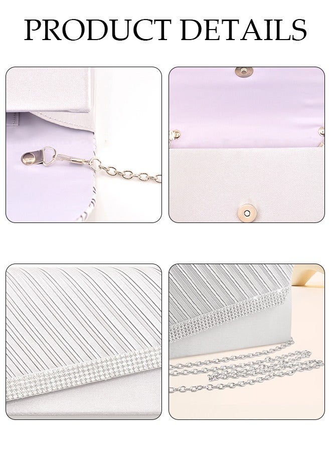 Women Shiny Glitter Evening Clutch Crossbody Bag Envelope Handbag Chain Purse for Wedding Formal Cocktail Party