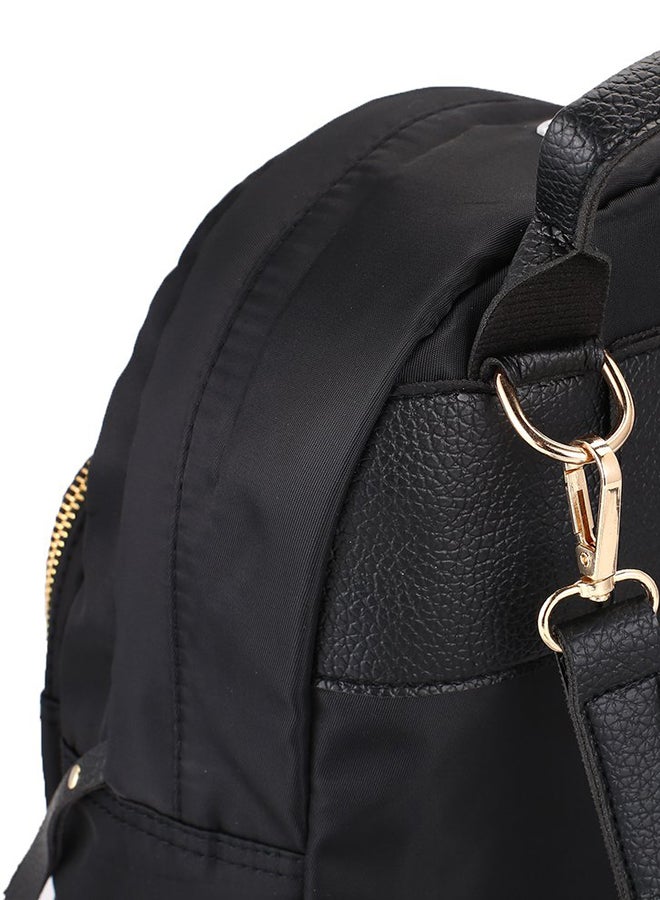 Adjustable Strap Solid Backpack Black