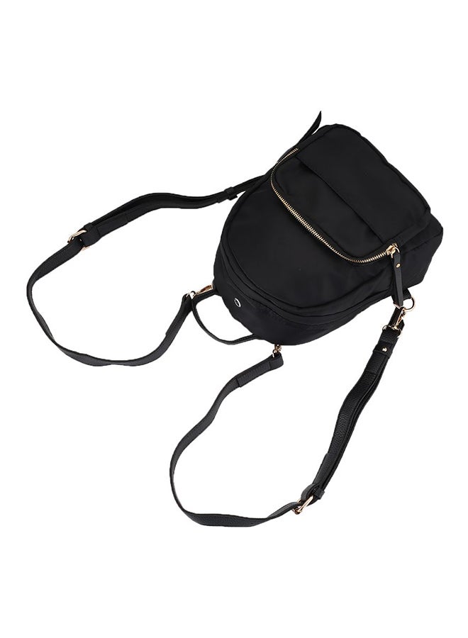 Adjustable Strap Solid Backpack Black