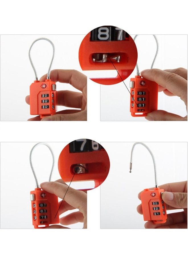 3 Digit Password Lock Steel Wire Security Lock Orange/Silver/Black