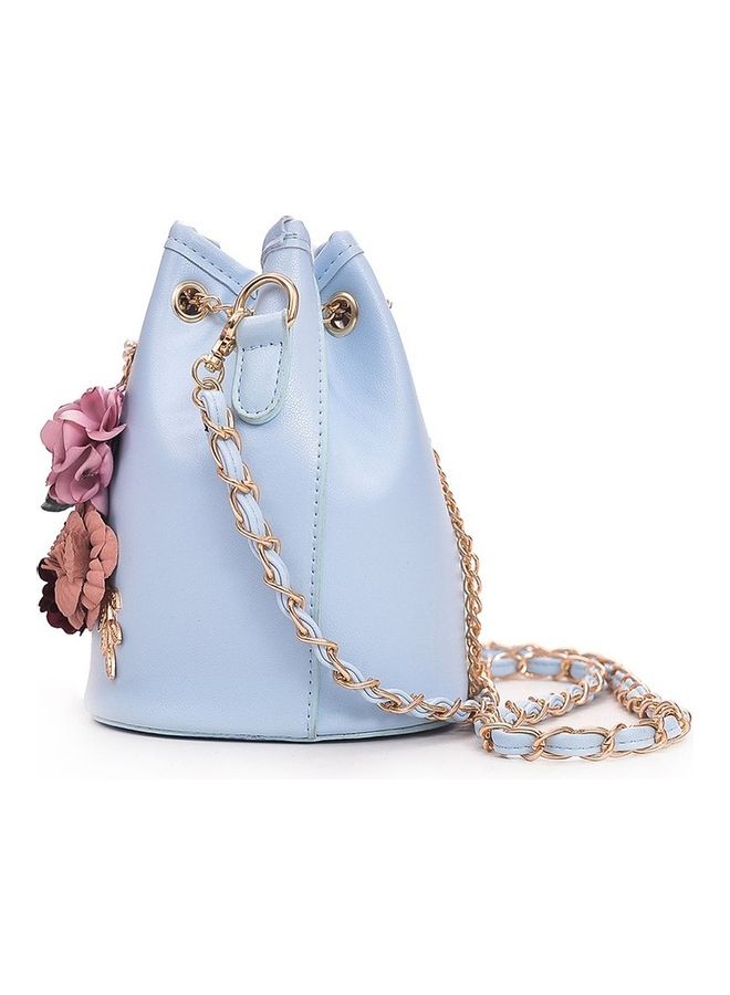 Flower Decor Bucket Shoulder Bag Blue/Pink/Red