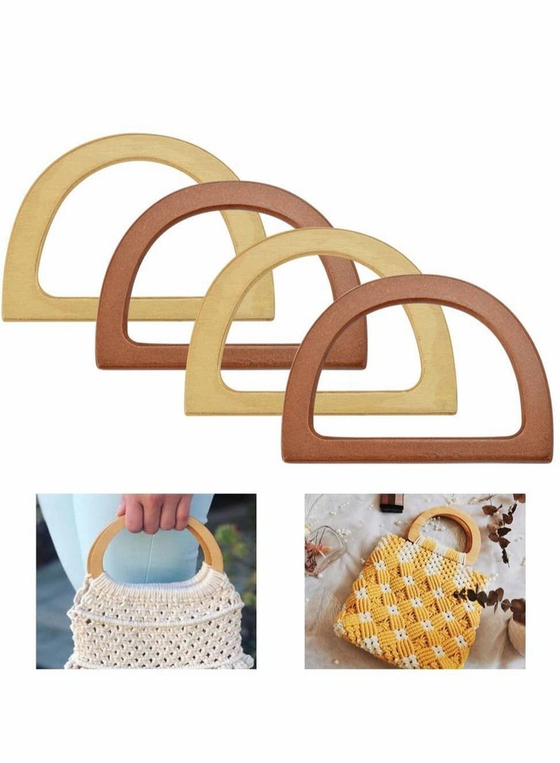 Wooden Bag Handles, 4 Pcs D Shaped Replacement Purse Handles