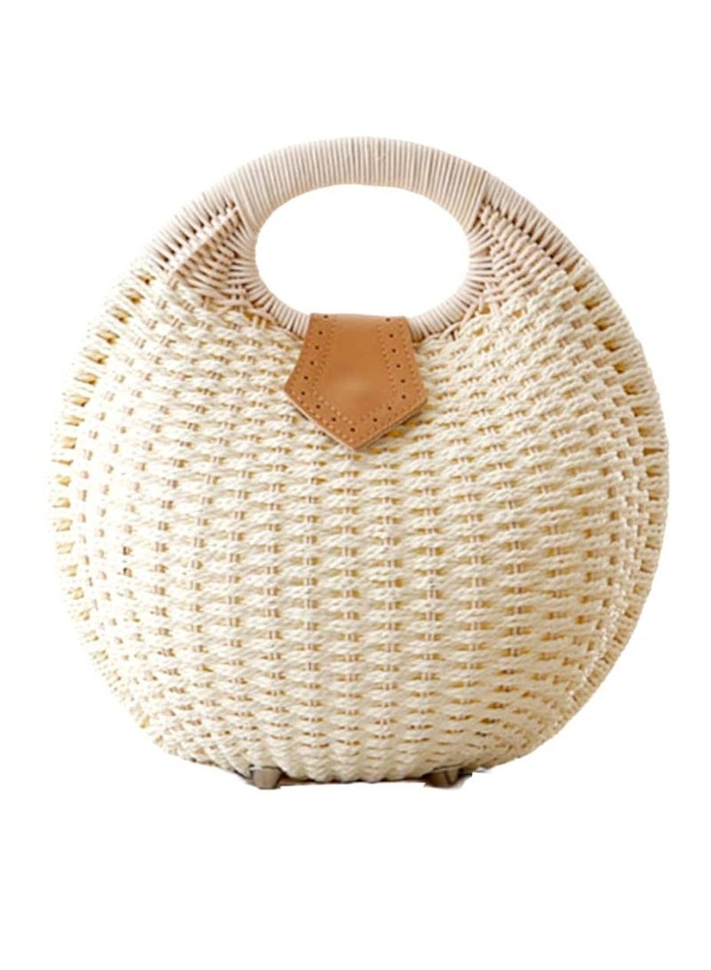 Trendy Fashion Rattan Straw woven shell round shape summer beach handbags for women