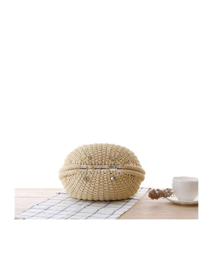 Trendy Fashion Rattan Straw woven shell round shape summer beach handbags for women