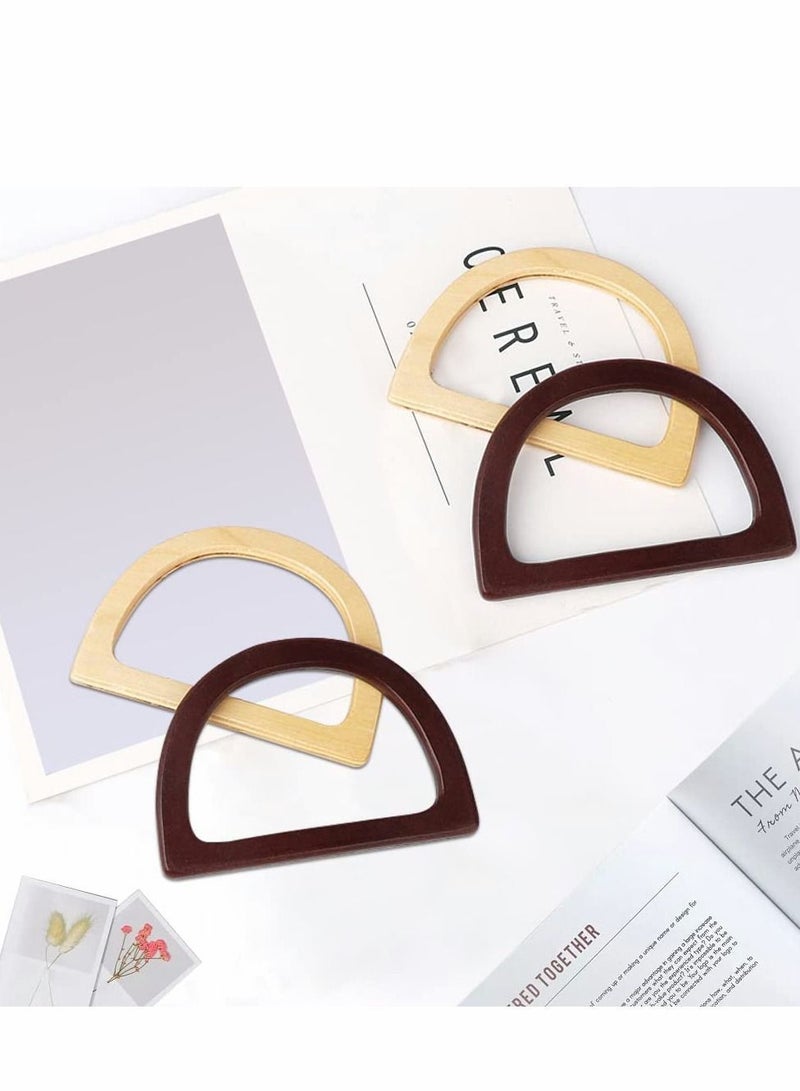 Wooden Bag Handles, 4 Pcs D Shaped Replacement Purse Handles