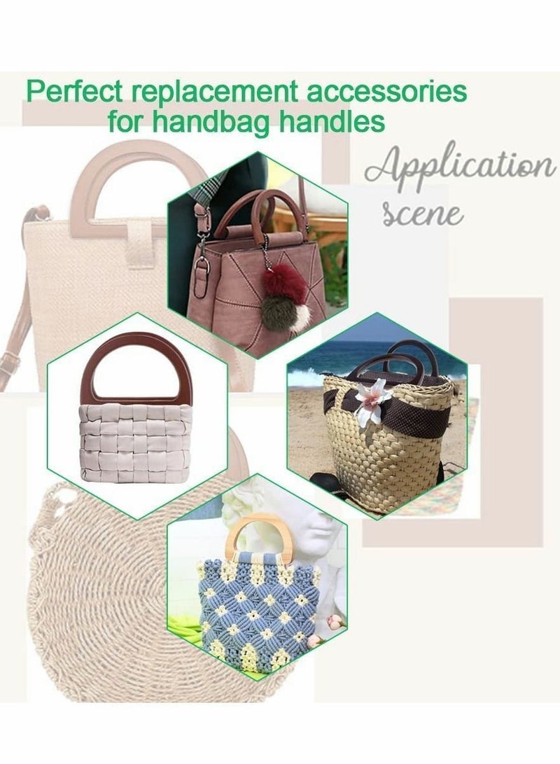 Wooden Bag Handles, 4 Pcs D Shaped Replacement Purse Handles