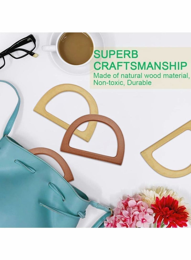 Wooden Bag Handles, 4 Pcs D Shaped Replacement Purse Handles