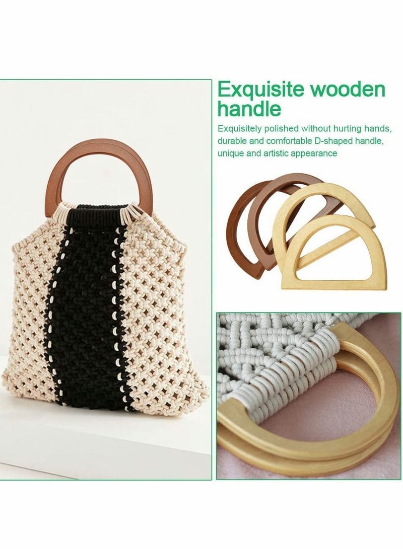 Wooden Bag Handles, 4 Pcs D Shaped Replacement Purse Handles