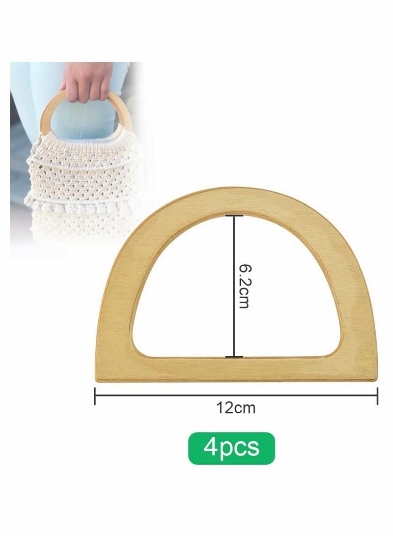Wooden Bag Handles, 4 Pcs D Shaped Replacement Purse Handles