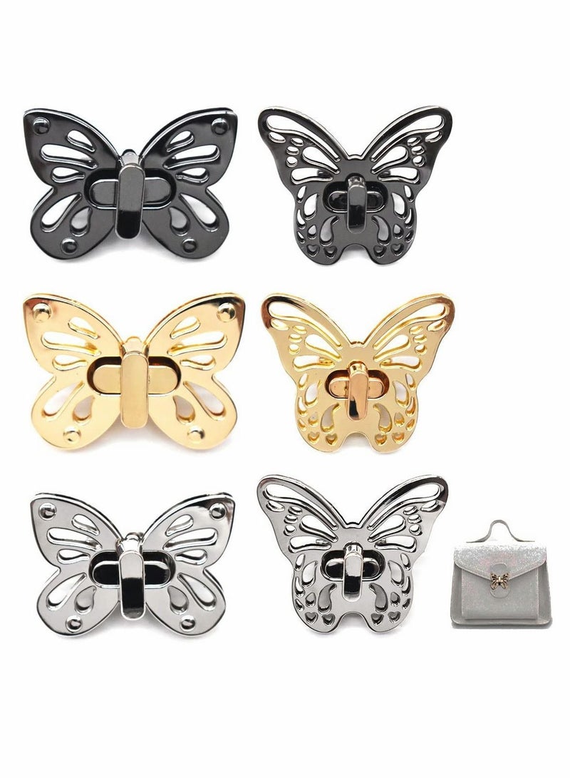 Purse Closure Turn Lock, 6 Pcs Butterfly Shape Twist Lock Bag Clasp