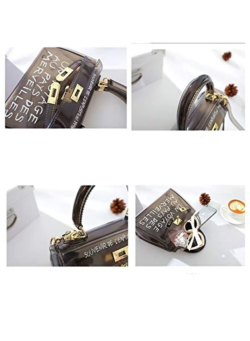 2019 Clear Transparent PVC Bag Fashion Bags For WomenJelly Shoulder Bag Beach Letter Candy Women Crossbody Luxury  Handbag