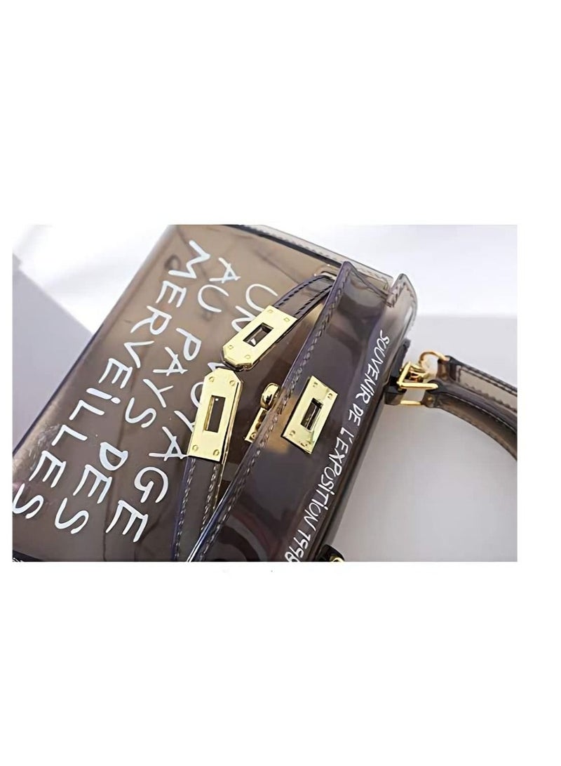 2019 Clear Transparent PVC Bag Fashion Bags For WomenJelly Shoulder Bag Beach Letter Candy Women Crossbody Luxury  Handbag