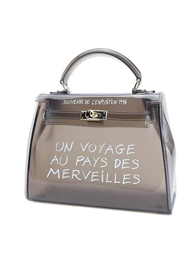 2019 Clear Transparent PVC Bag Fashion Bags For WomenJelly Shoulder Bag Beach Letter Candy Women Crossbody Luxury  Handbag