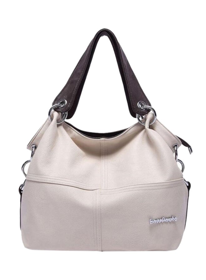 Zippered Closure Hobo Bag Beige