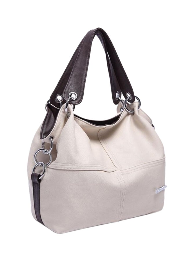 Zippered Closure Hobo Bag Beige