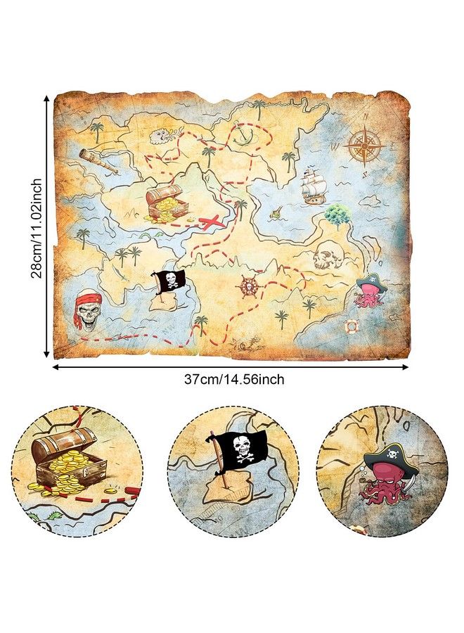 4 Pieces Treasure Map Party Accessory Gold Mind Treasure Map For Pirate Party Costume Birthday Party Accessory Vintage Retro Style