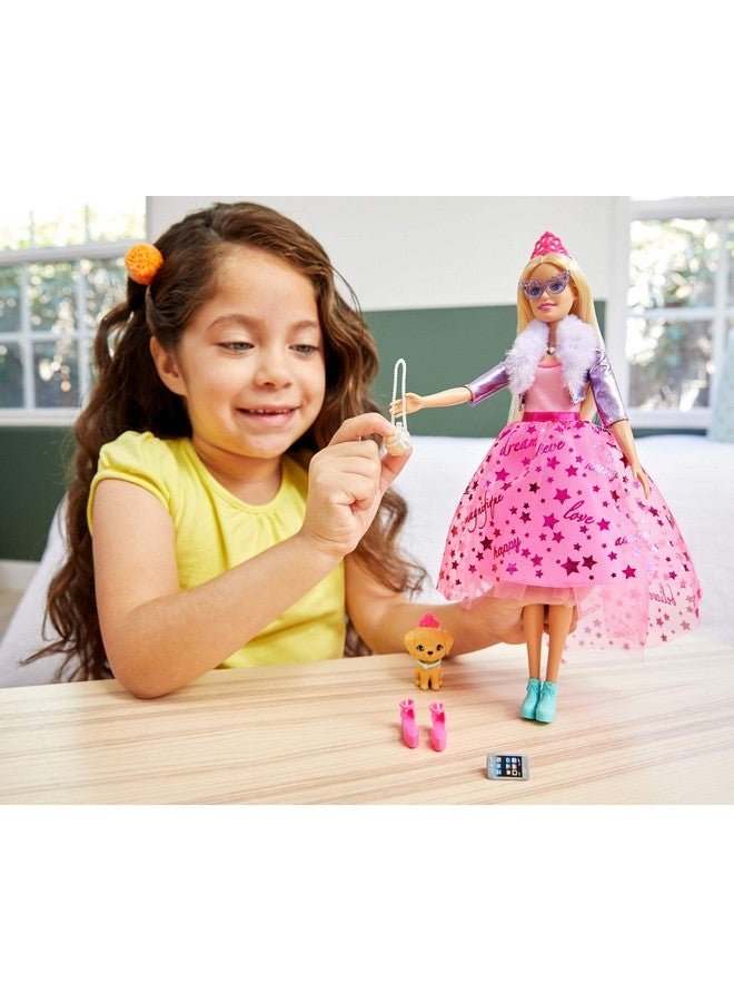 Barbie Princess Adventure Doll In Princess Fashion (12In Blonde) Barbie Doll With Pet Puppy 2 Pairs Of Shoes Tiara And 4 Accessories For 3 To 7 Year Olds